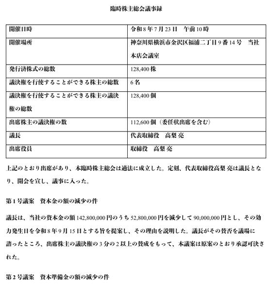 05 臨時株主総会議事録（株式会社サンプル企業）の 1 ページ目